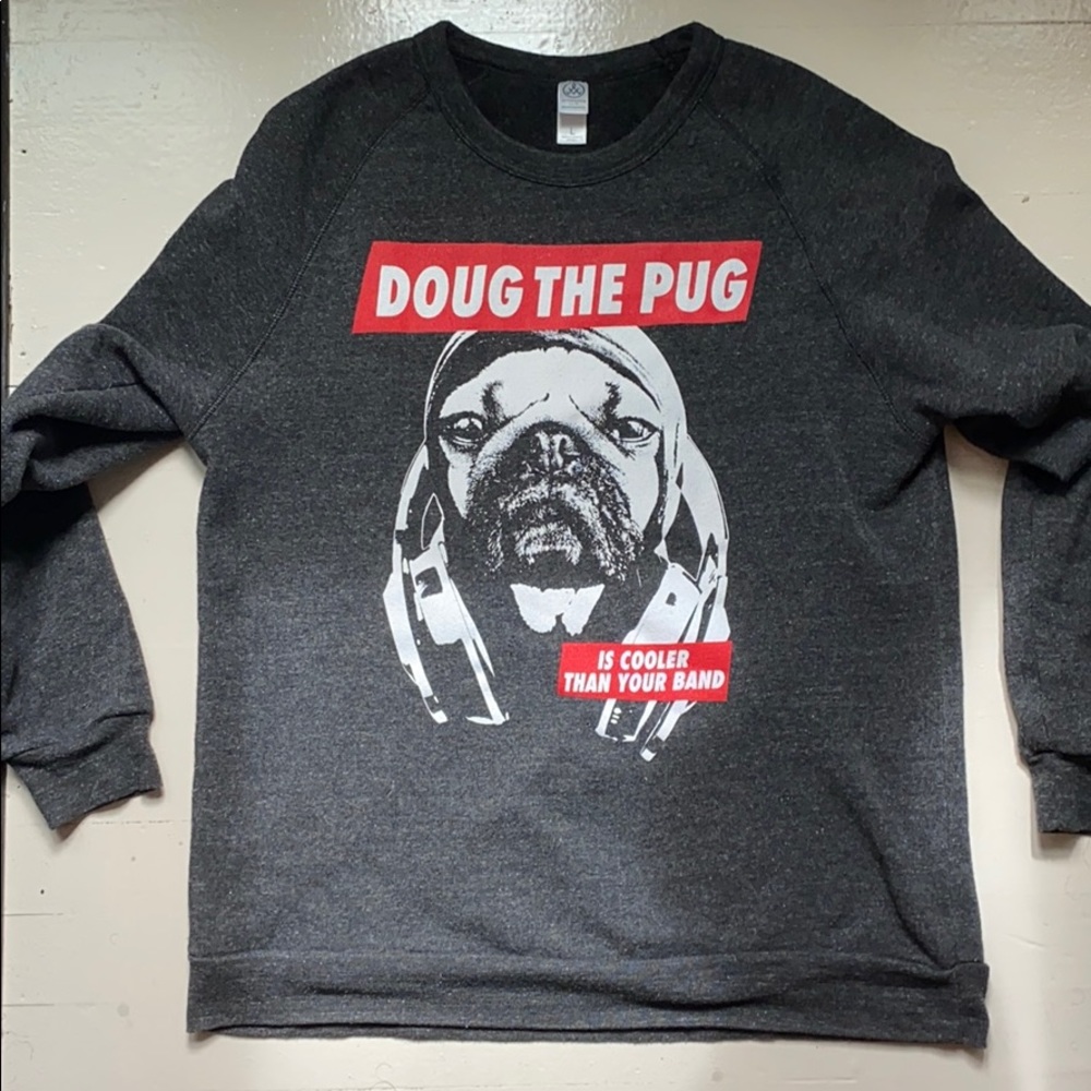Large Gray Doug the Pug Unisex Crewneck Sweatshirt
